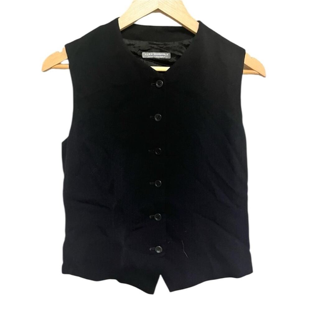 Vintage 90s Alex Garfield Black Sleeveless Button-Up Suit Vest size S